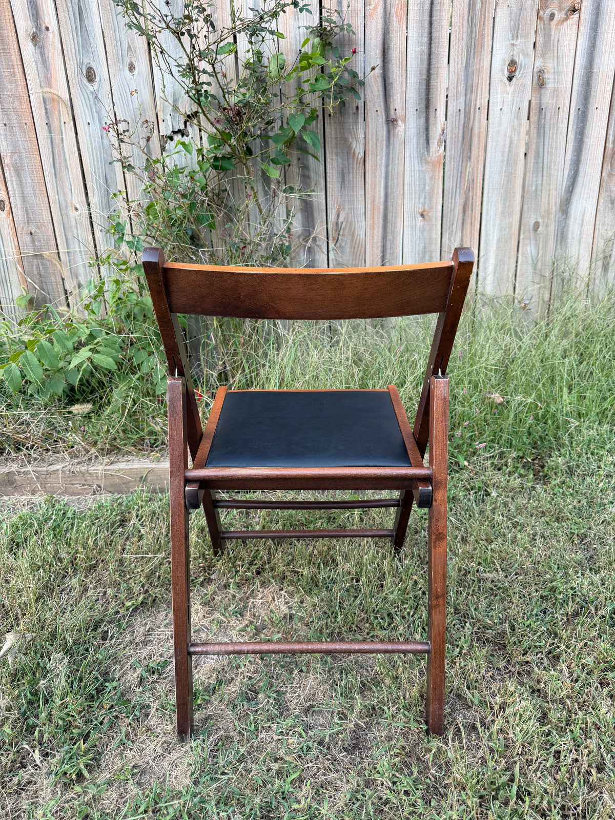 Leather Padded Fruitwood Folding Chairs
